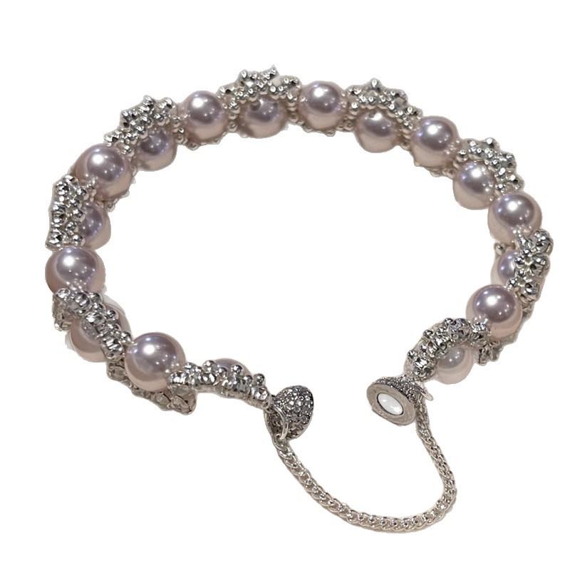 Magnetic Clasp Zircon Bracelet, Light Luxury and High-end Feel, Women s Niche Beaded Jewelry 18cm