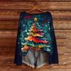 Women's Fashion Christmas Print Lightweight Sweater Casual Long-Sleeve Knit Pullover Top