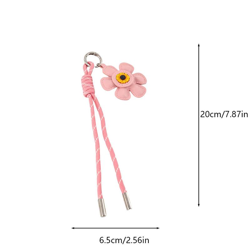 Yogodlns Creative Vintage Flower Heart Keychain Sunflower Decoration PU Pendant Woven Lanyards Bag Ornament Bags