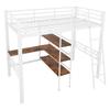 Letto a soppalco, 90*200cm, senza materasso, letto con scrivania, più ripiani, ringhiera, scaletta, struttura in ferro, bianco