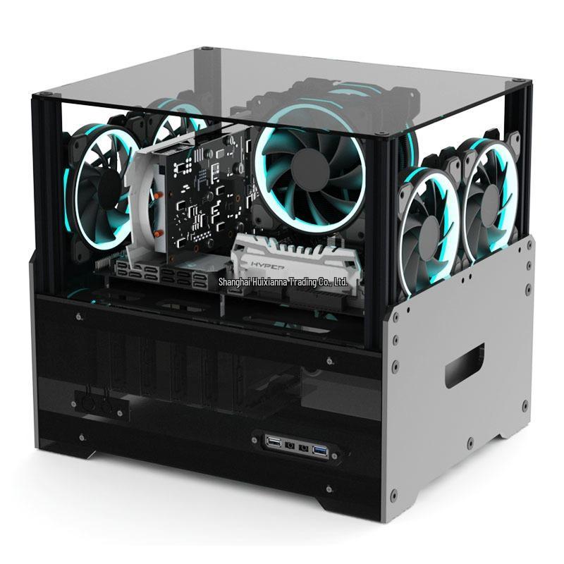 Double-Layer Acrylic Water-Cooled Computer Case with Semi-Transparent Design