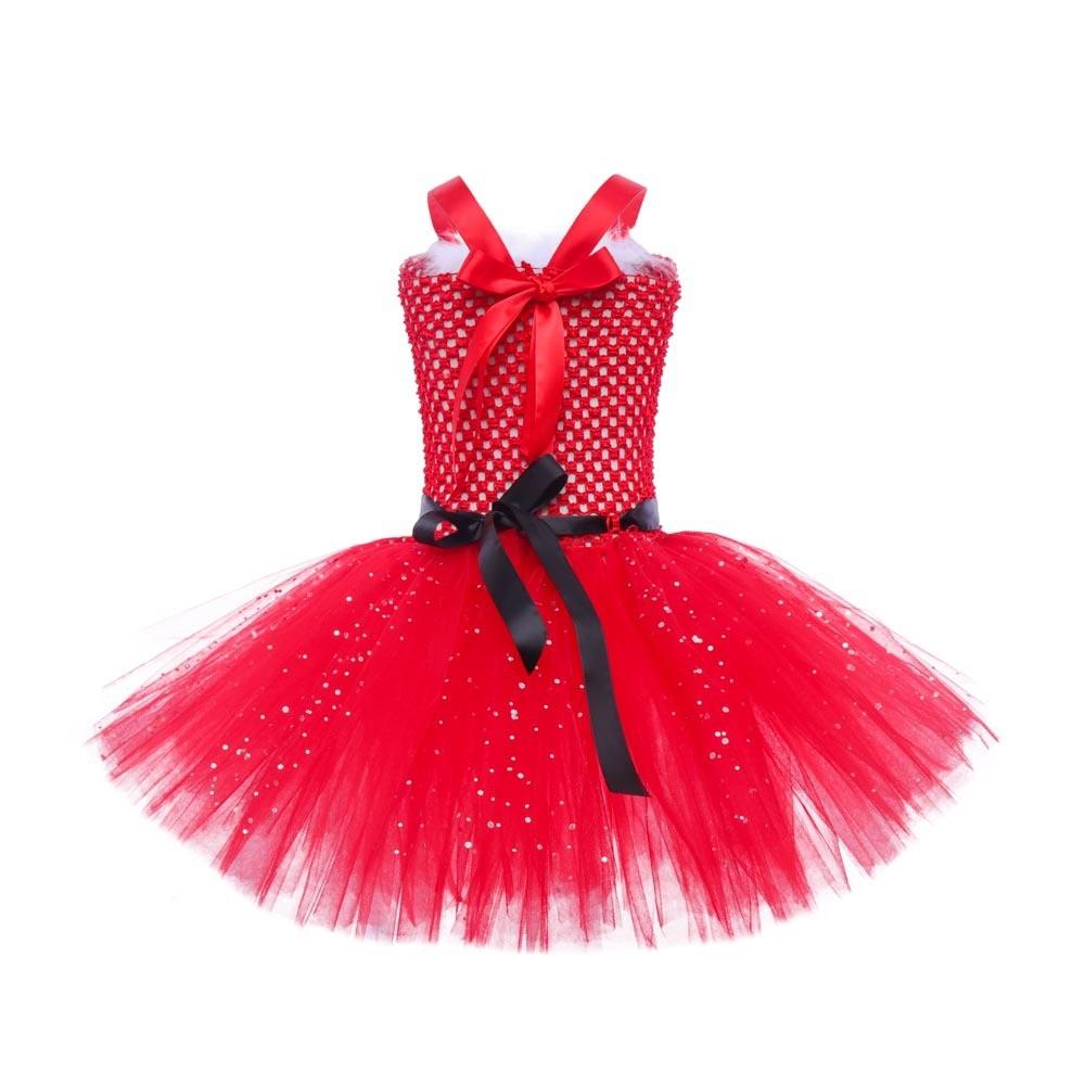 Kids Girls Christmas Santa Claus Mesh Tutu Dress Headwear Set Children Halloween Cosplay Costumes Child Pretend Princess Party Role Play Outfit