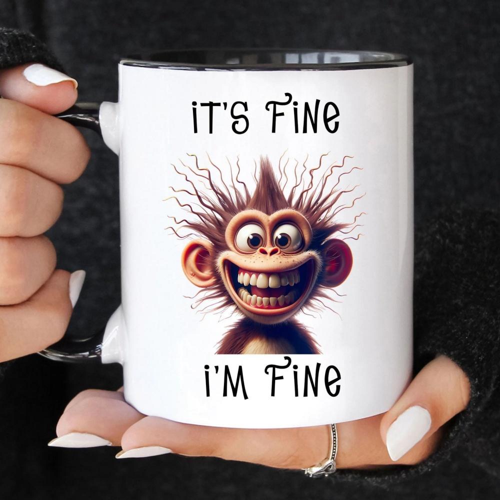 Керамическая смешная кружка 350 мл с ручкой   Со мной все в порядке    Все хорошо   Слоган Кофейная чашка для дома и офиса 301-400ml