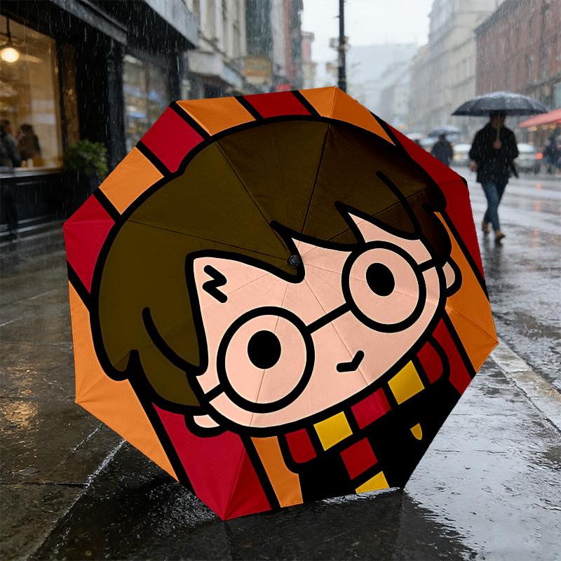 Harry Potter 8 Ribs 3Fold Black Glue Uv Protection Umbrella Sun Protection Rainproof Compact Folding Umbrella For Travel Daily Use C923699