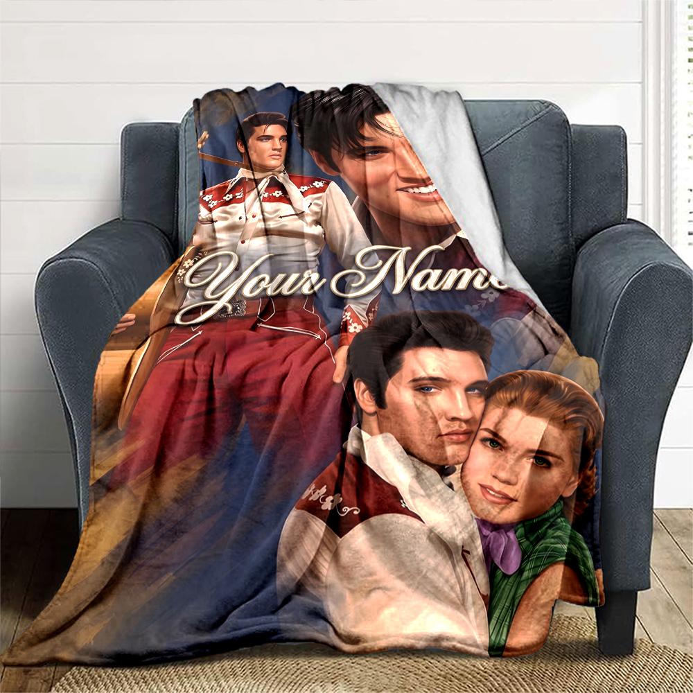 Elvis Presley Personalisierte Decke Überwurf Personalisierte Decke Langlebiger Komfort für Picknicks Wohnzimmer Sofa Nickerchen Vier Jahreszeiten Vielseitig