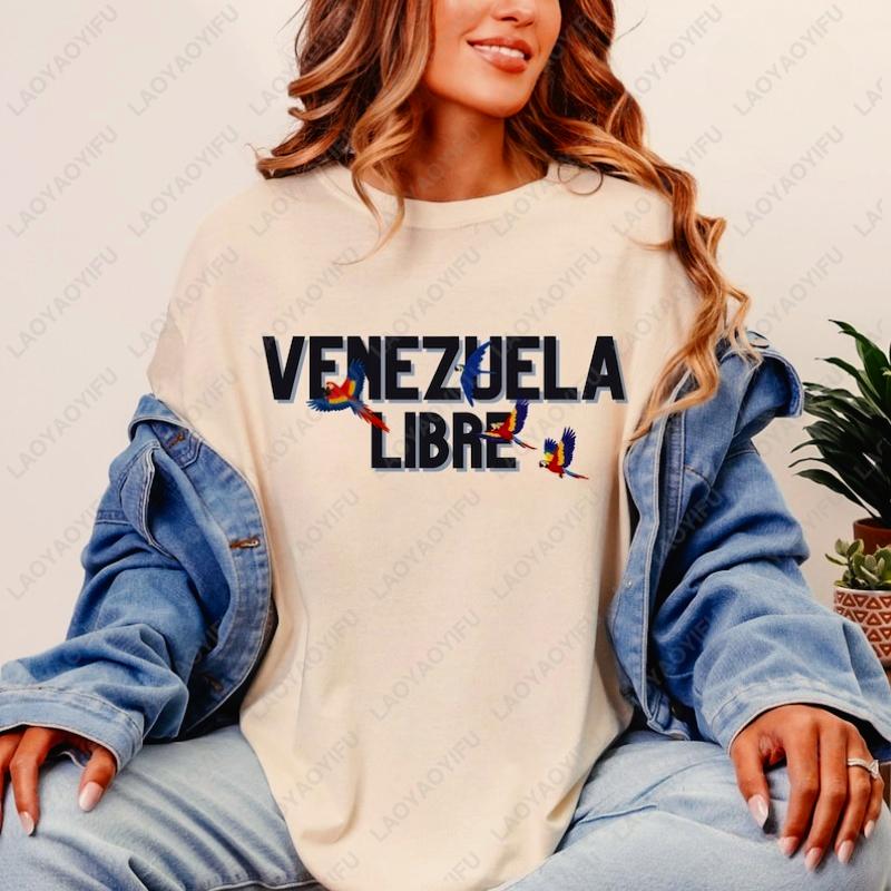 Venezuelan Printing Tshirt Venezuela Freedom Unisex Tees High Quality Cotton Shortsleeve Tops Vintage Aesthetic Graphic TShirt