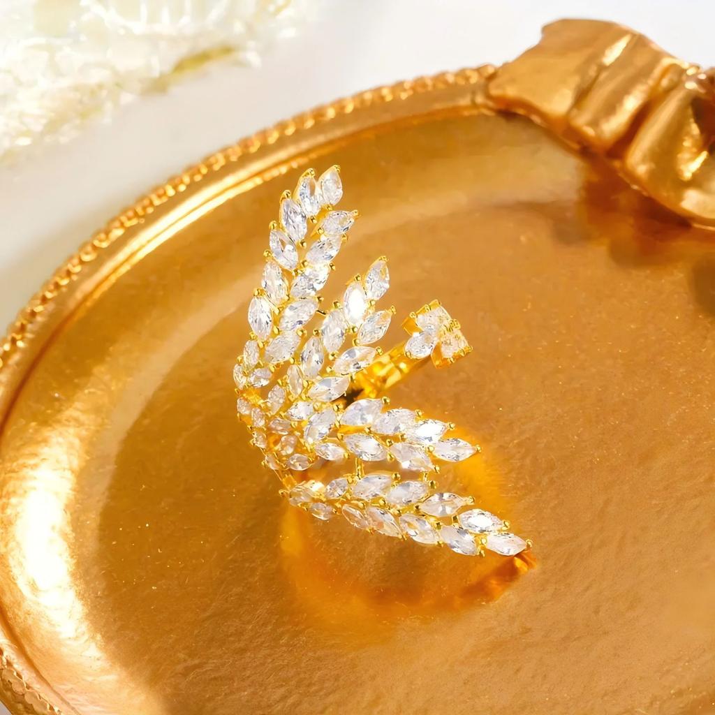 SCIONE New Olive Branch Ring Colorfast Forefinger Ring Fashion Opening Adjustable Ring