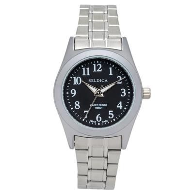 Clefer Serdica Analog Black Metal Japanese Silver Watch, Dial, Strap, Movement, SD-AL330-BKS, Men's,