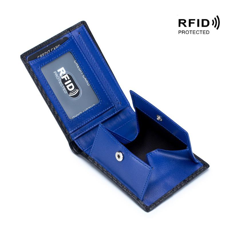 Men s wallet foreign trade explosion, new Japanese carbon fiber wallet RFID ultra-thin short wallet leather синий