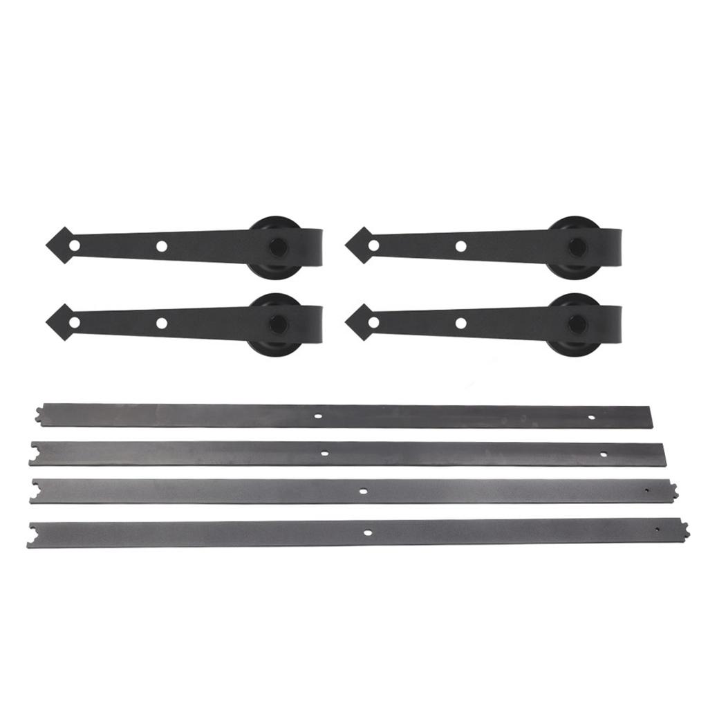 4m Double Door Arrow Type Barn Sliding Wood Door Track Kit Door Hanging Rail Pulley Set for