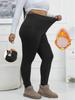 Taschenleggings Herbst/Winter Verdickt Fleecegefüttert Übergröße High-Waist Oberbekleidung Damen Winter Warme Leggings