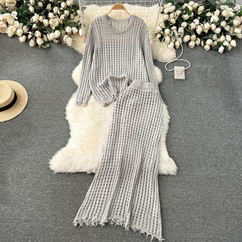 Korean Style Early Spring Wear Idle Style Cut Out Knitting Suit