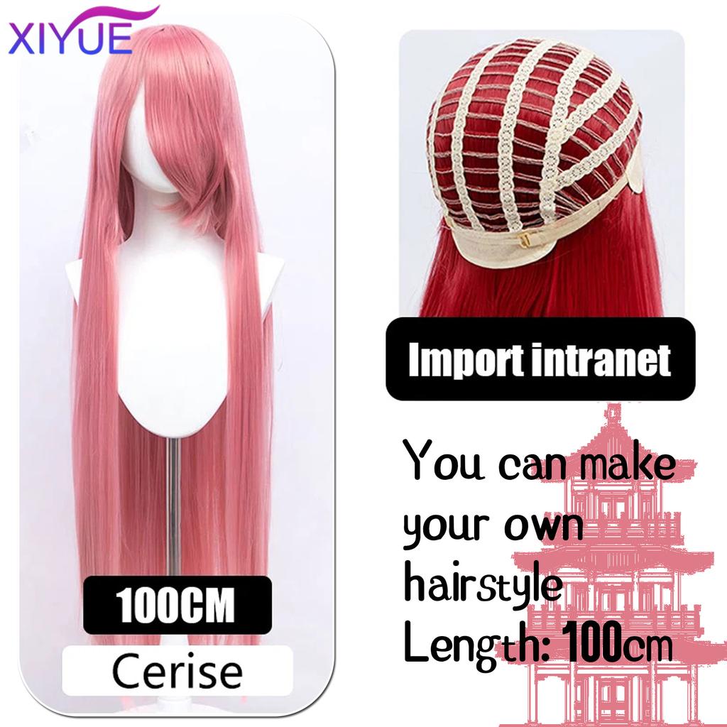 XIYUE Parrucche Cosplay Lunghe Sintetiche Colorate 100cm Parrucca Lolita Verde Rosa Bionda Viola Liscia Acconciatura per Festa di Halloween
