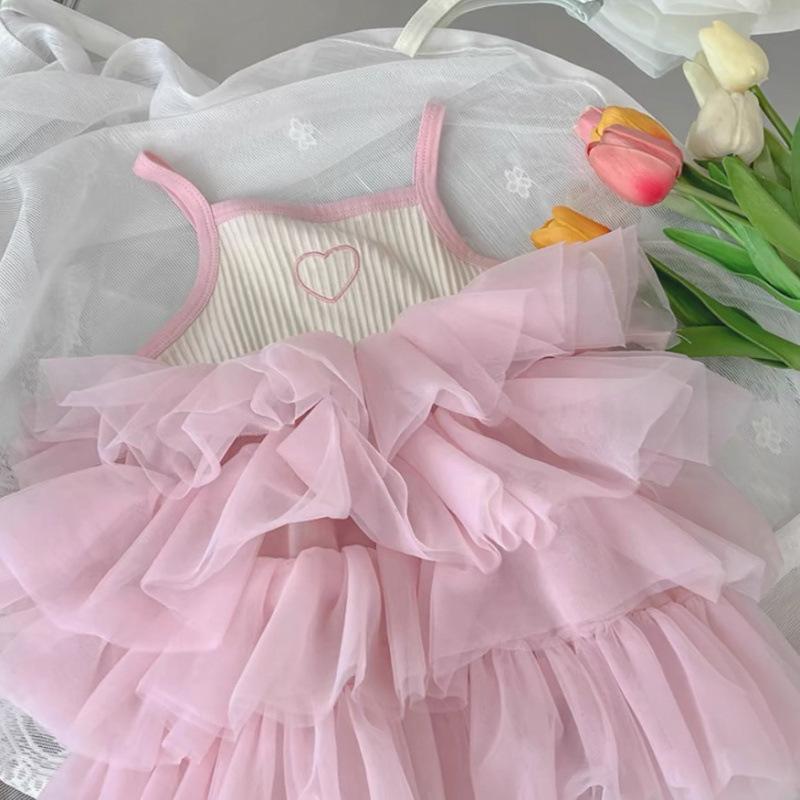 Summer Baby Girl Princess Dress Cute Tiered Cake Skirt Sleeveless Puffy Tutu Sundress For Toddler Kids Party Wear
