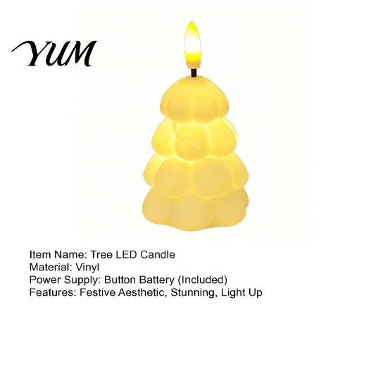 Christmas Party Table Centerpieces Tree Shaped Flameless LED Candles, Battery Operated Flickering Candle Themed Accent Lighting Light, Holiday Desktop