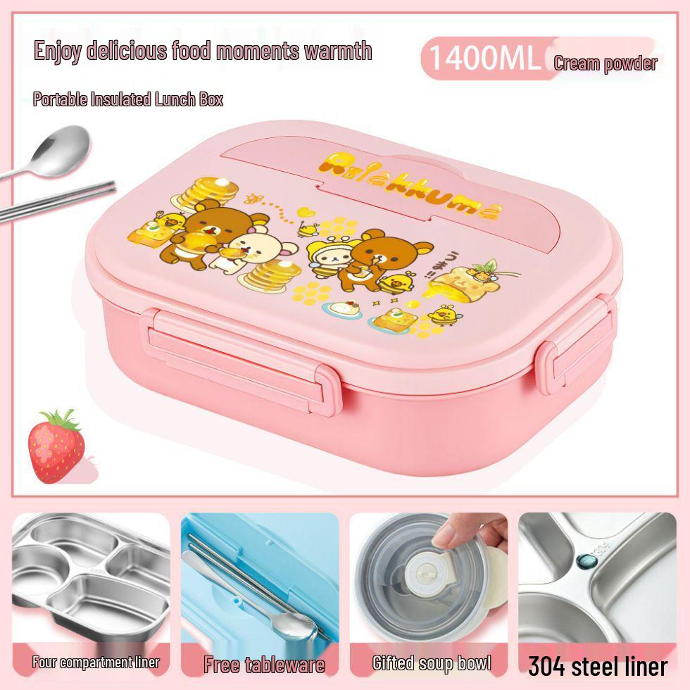 

Rilakkuma Insulated Stainless Steel Bento Lunch Box for All Ages Stainless Steel 304 with Soup Bowl + Utensils