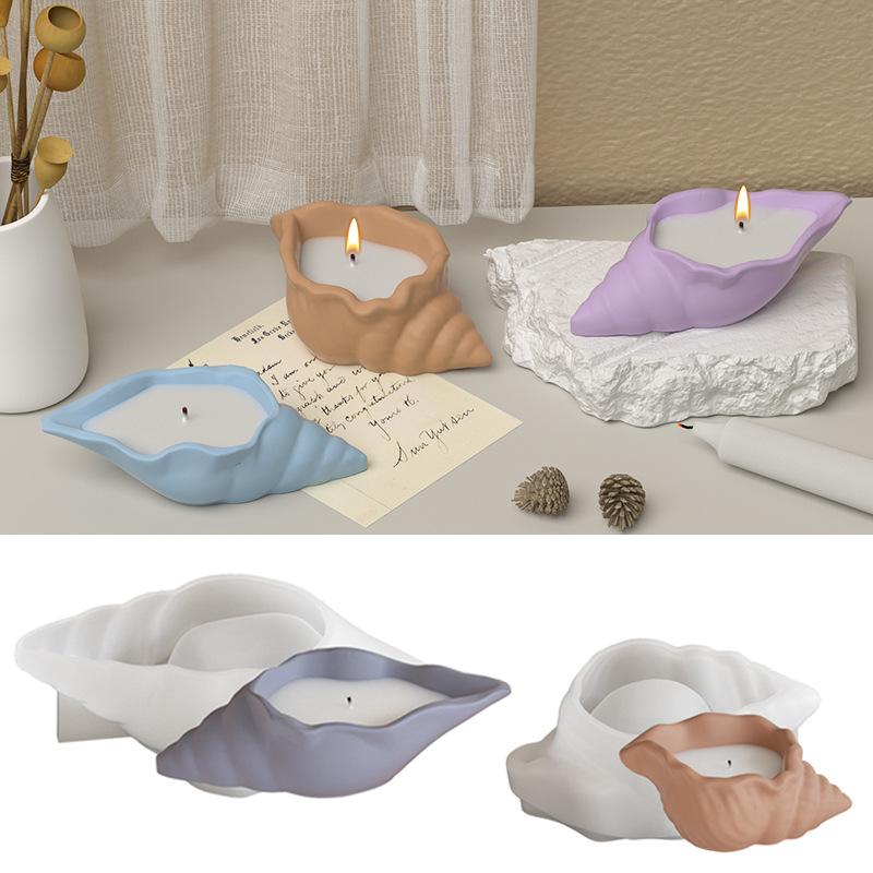 1Pc DIY Epoxy Gypsum Conch Storage Box Ornament Mould Scented Candle Cup Conch Candle Cup Silicone Mould