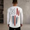 Men S Plus Size Round Neck Long Sleeve Vintage American Flag Printed Pullover T Shirt Straight Hem