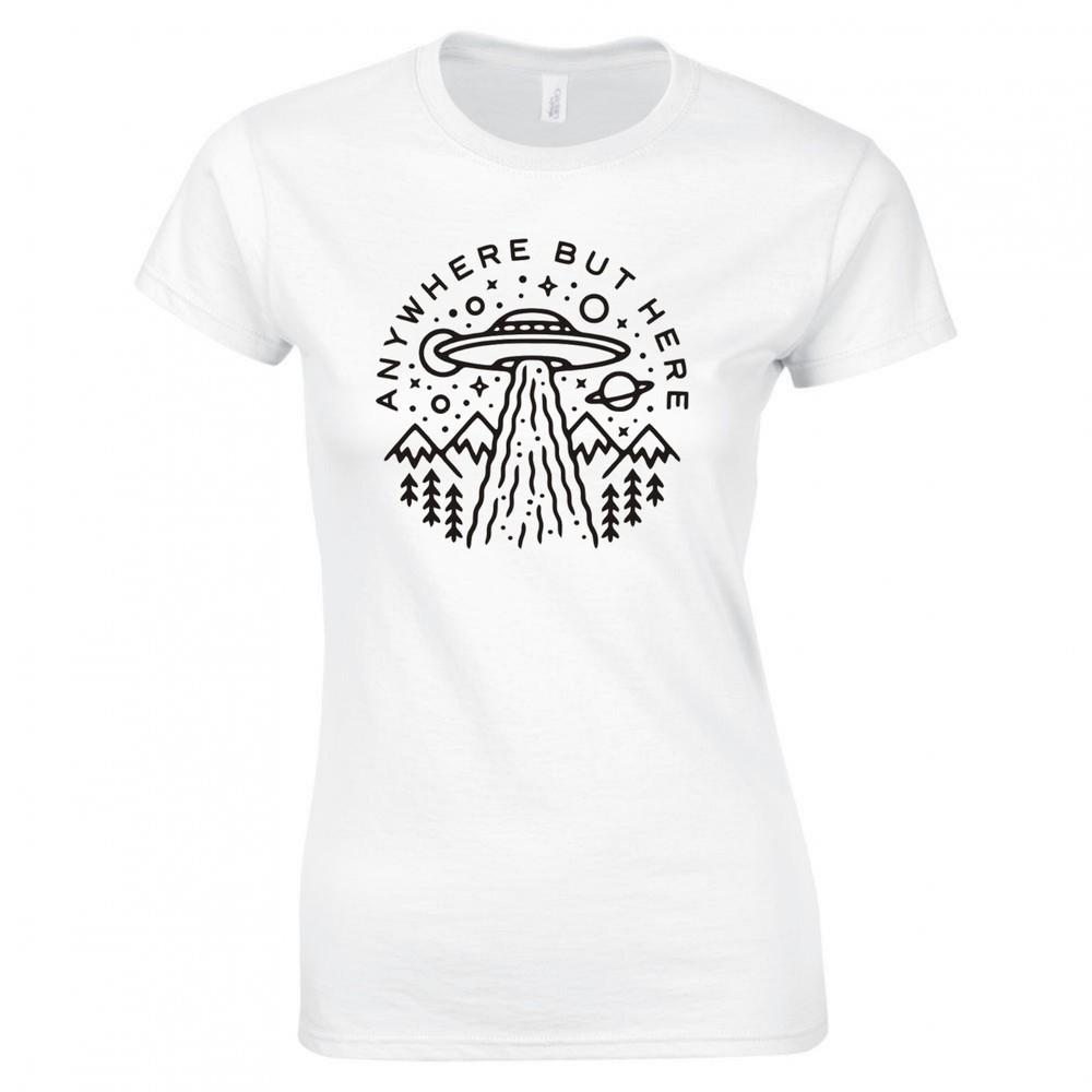 Alien Ufo Anywhere But Here Ladies Tshirt S