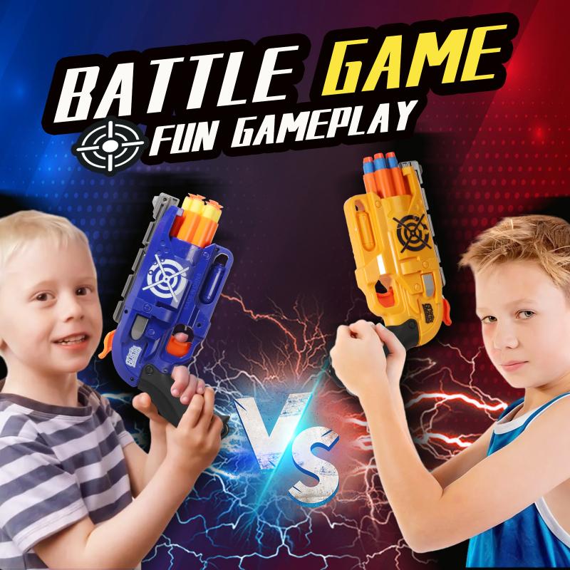 Children 6-Shot Soft Bullet Gun with 20 Bullets Target Wristband Manual Toy Gun Indoor Outdoor Shooting Games Kids Gifts