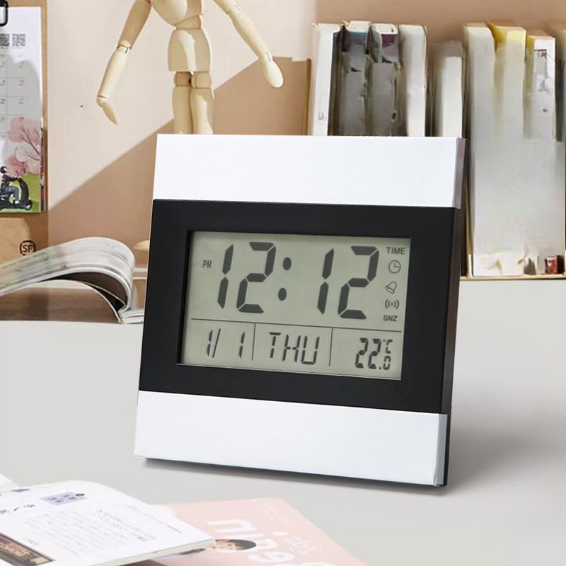 Simple Aluminum Clock Large Screen Electronic Clock Digital Clock Multifunctional Silent Electronic Temperature Alarm Clock