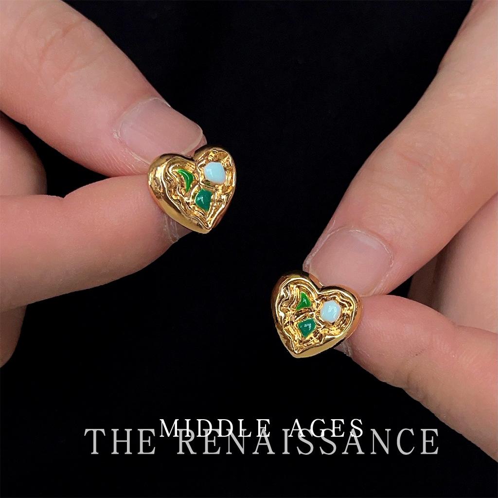 Средневековые нишевые дизайнерские серьги-подвески «любовь», ретро эмаль в гонконгском стиле, глазурь, серьги-сердечки