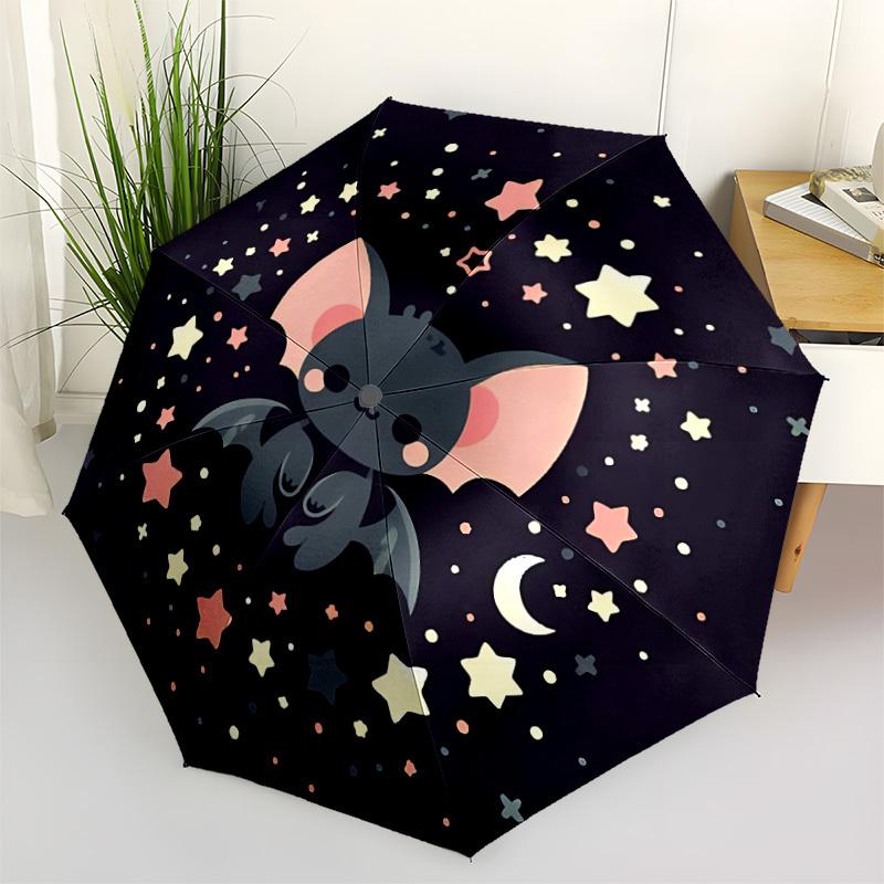 1pc Bat Night Automatic Open/Close Umbrella with Windproof, Functional Design, 8-Rib Sturdy Canopy, Durable Ribs,058