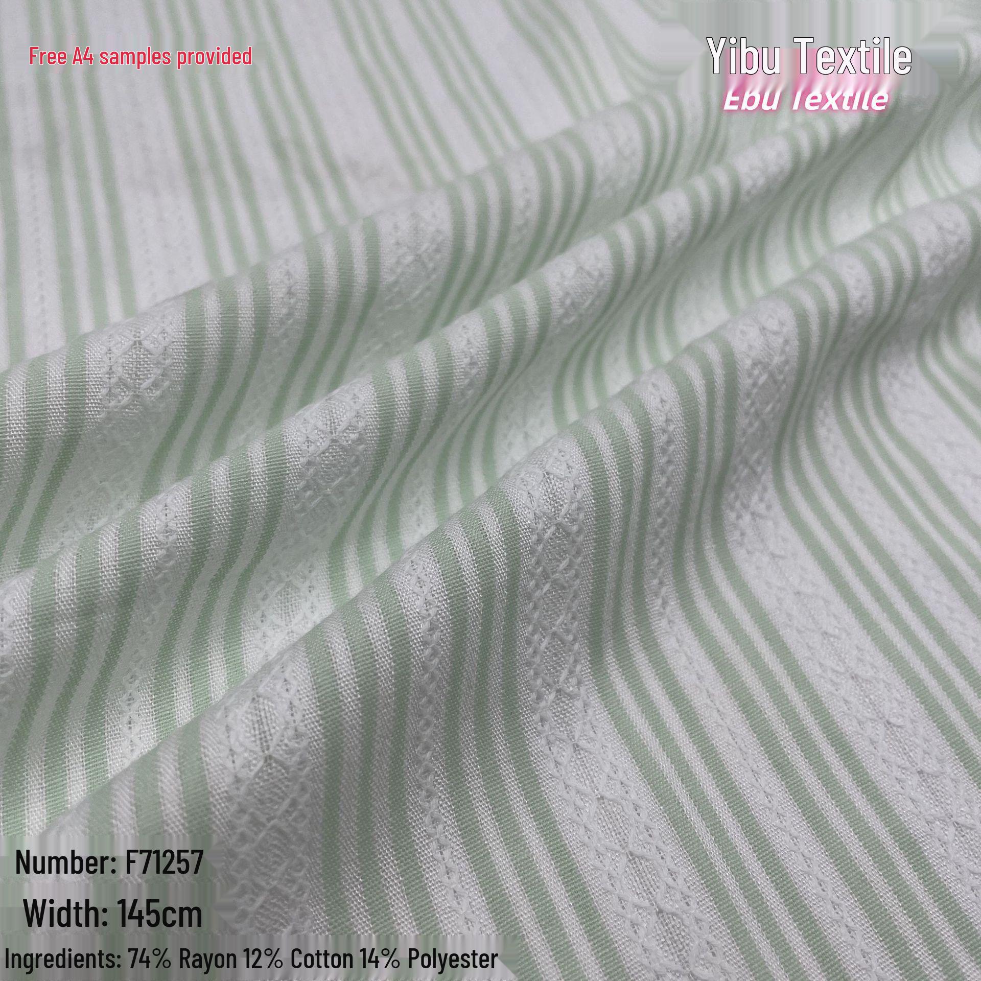 Green Stripe Jacquard Fabric - Polyester Cotton Blend for Women s Dresses & Shirts 7#