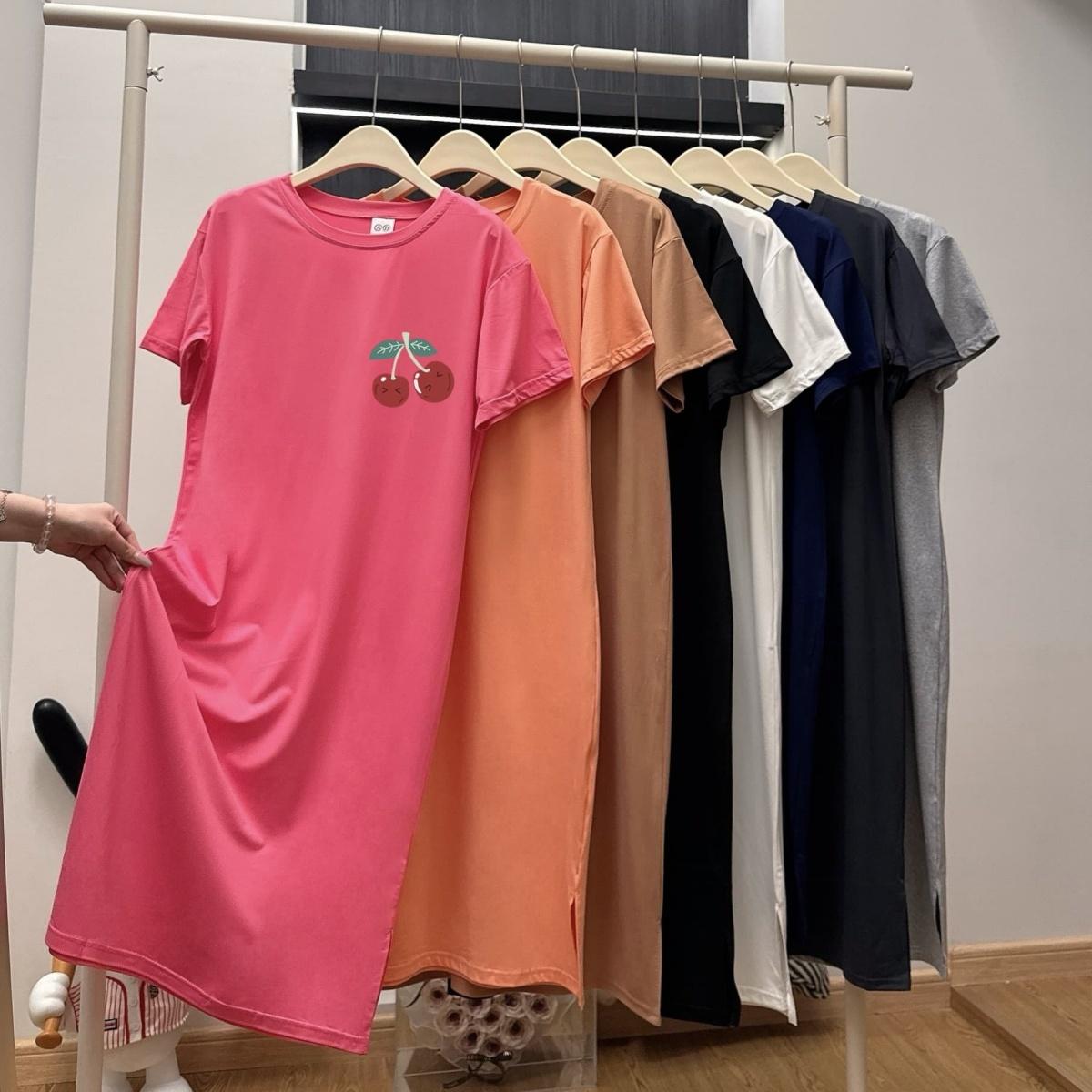 

Женское платье-футболка с короткими рукавами и круглым вырезом, большого размера, свободного кроя, длинное, в стиле кэжуал, длиной до колена, для сна 4XL розы красного