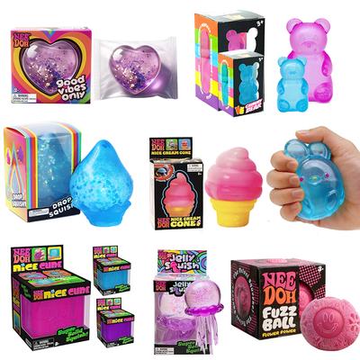 Needoh Fuzz Nice Cube Jellyfish Decompression Toy Soft Bear Rabbit Anti-Stress Stress Relief Pressure Souvenir Sensory Non-toxic