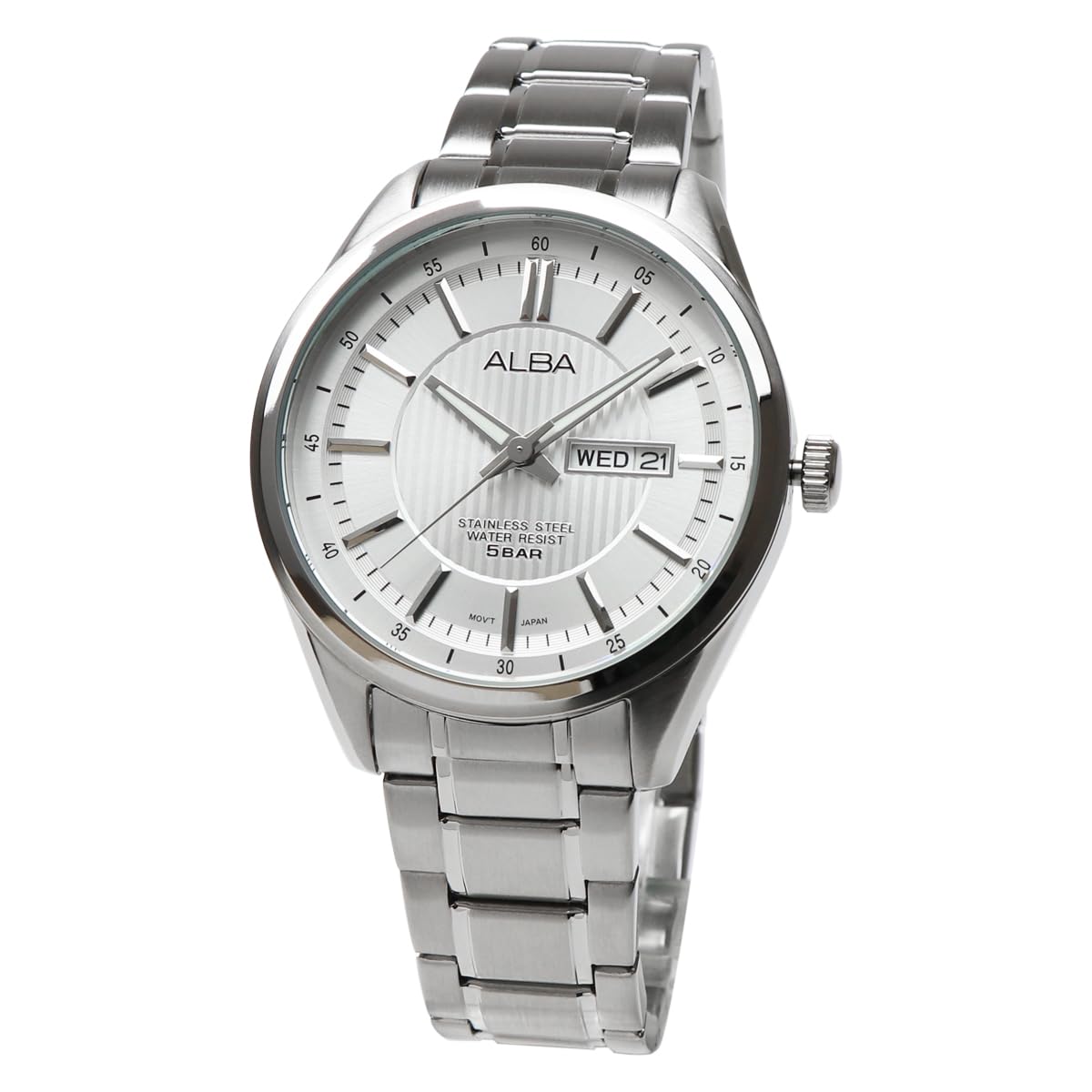 

SEIKO ALBA AV3053X1 кварцевые часы из нержавеющей стали с аналоговым циферблатом дня недели, даты, дня недели, календаря, серебристые мужские [Товар] серебряный