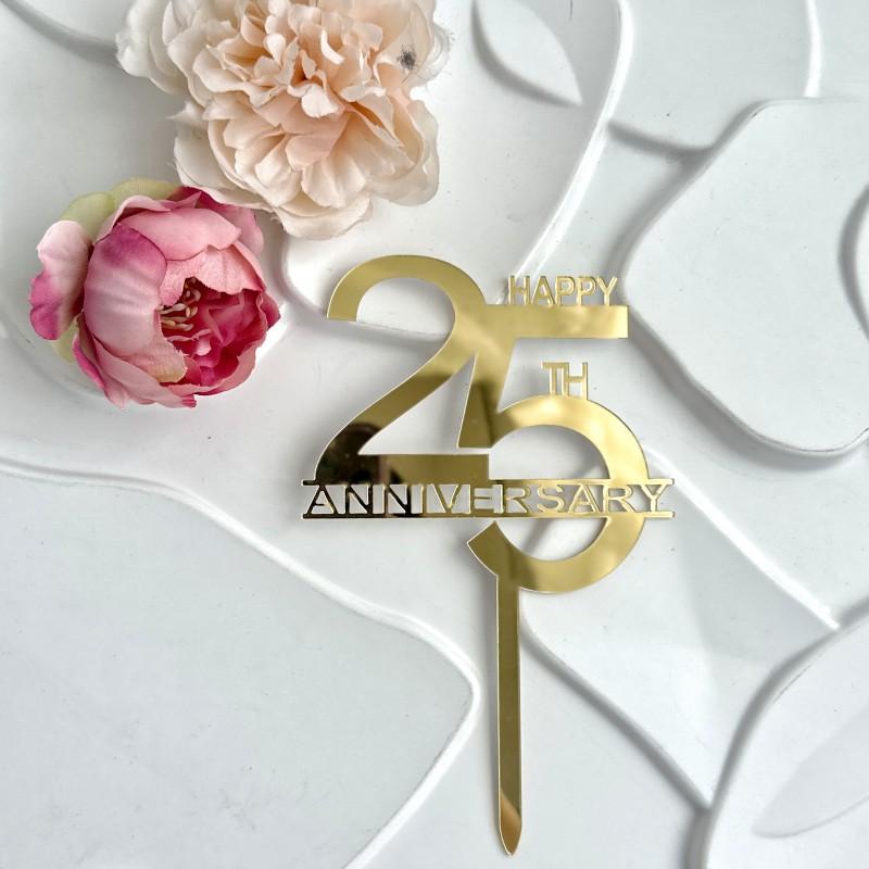 3pcs/set Acrylic 25/50 Happy Birthday Party Cake Toppers 25/50th Anniversary Party for Party Cake Decoration