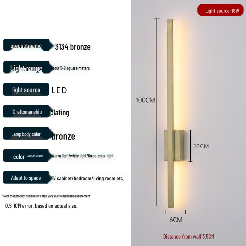 2025 Minimalist Long Strip Wall Lamp for Bedroom, Living Room, Staircase, or TV Background
