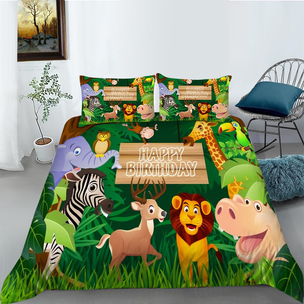 Cartoon Animal Digital Printing Bedding Two Three Piece Set Polyester