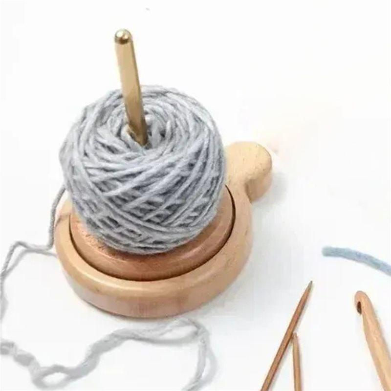 HHO-Knitting Tools Wooden Yarn Holder Beginner Crochet Accessories Stand Sewing Thread Spool Wool Ball Winder Stand Tool B