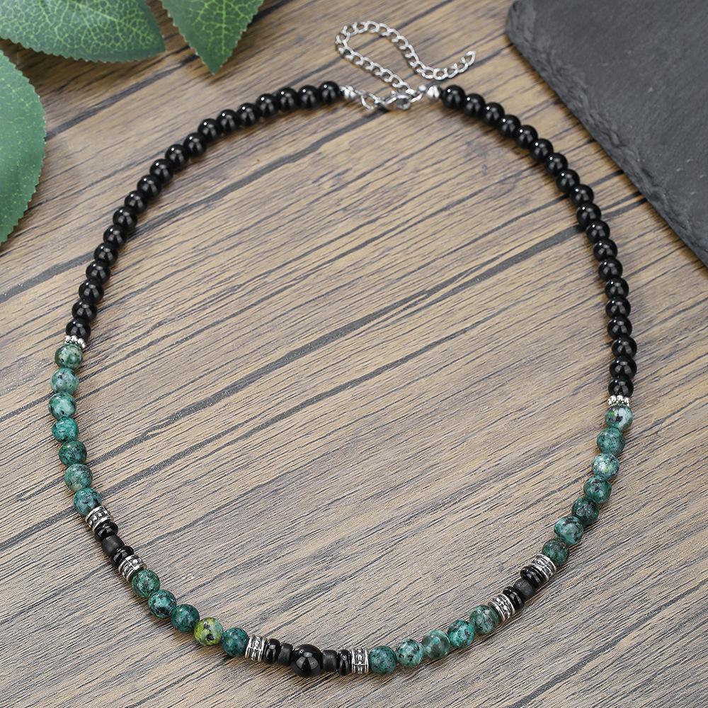 Emperor Stone Beaded Men's Collarbone Necklace: Stylish European & American Hip Hop Abacus Bead Chain