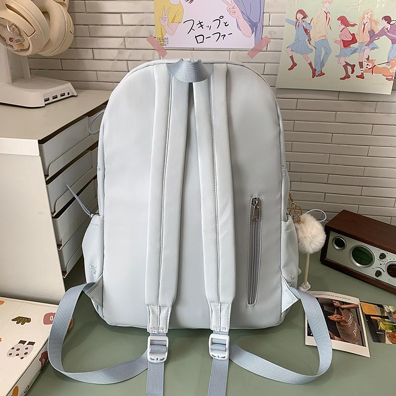Black Bow Print School Backpack with Front Pocket Top Handle Casual Daypack for Students Daily Use