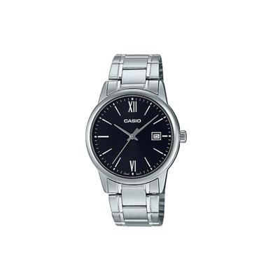 Standard Series Minimalist Retro Small Round Watch Business Casual Fashion Quartz Movement Stainless Steel Strap Men Watches Black MTP-V002D-1B3