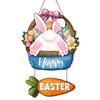 Easter Bunny Welcome Sign for Front Door and Wall Decor - Wooden Happy Easter Hanging Decoration for Home Entryway and More
