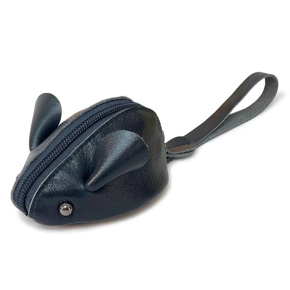 Leather Mini Coin Purse Solid Color Zipper Key Bag Portable Mouse Wallets Unisex