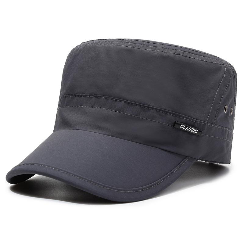 

Шляпа мужская весенне-осенняя солнцезащитная повседневная быстросохнущая шляпа простая и модная шляпа с плоским верхом для путешествий на открытом воздухе для людей среднего и пожилого возраста серый