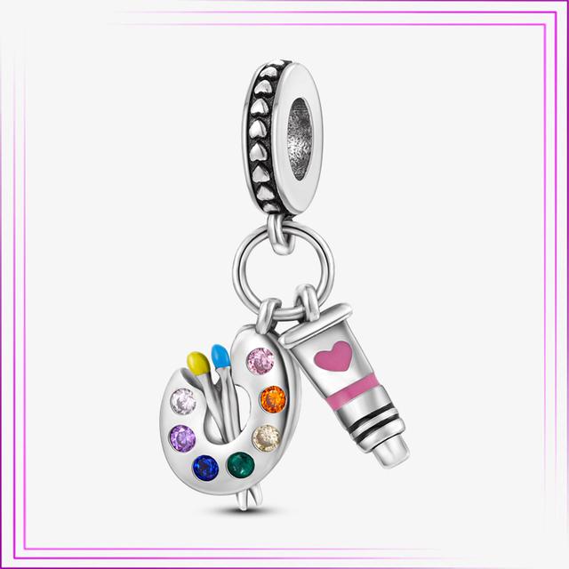 925 Sterling Sølv Hjerte Blomst Luftballong Flamingo Rosa Sjarm Plata De Ley Bil Katt Perle DIY For Originalt Armbånd Smykker