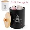 Garlic Keeper Storage Jar Versatile Onion Potato Garlic Storage Box with Wood Lid Food Containers with Aerating Holes for Home