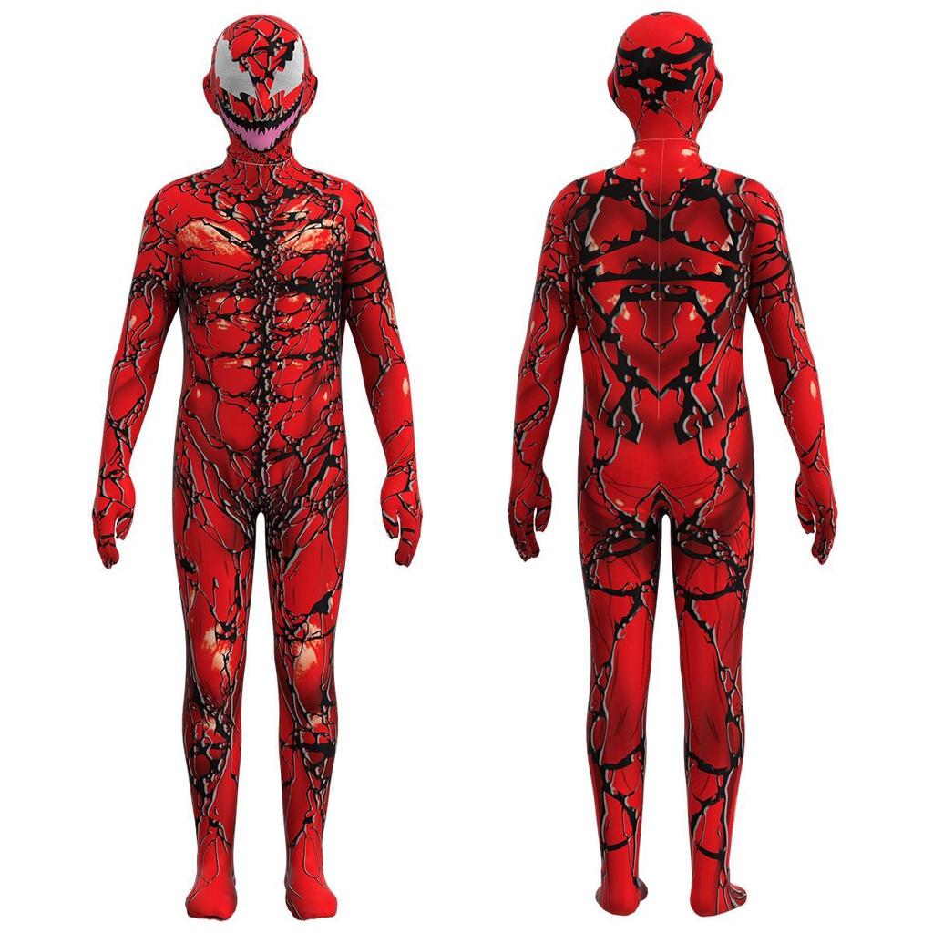 Stunning Kids Venom Carnage Jumpsuit Red Fullbody Costume Suit For Halloween Cos Performance