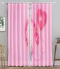 Earphone Music Red Heart Pink WaveBlackout Window Curtain for Living Room Bedroom Bathroom Kicthen Door Cupboard Decor Hooks