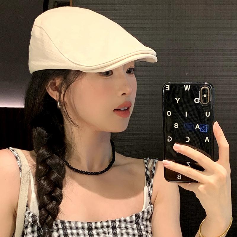 Japanese Wind Forward Hat Children'S Summer Big Head Circumference Versatile Newsboy Hat British Style Painter Hat Duck Tongue Beret