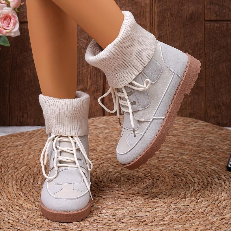 Šněrovací kotníkové boty s měkkou podrážkou, kulatou špičkou, panelovým úpletem, protiskluzové, odolné proti oděru, na blokovém podpatku