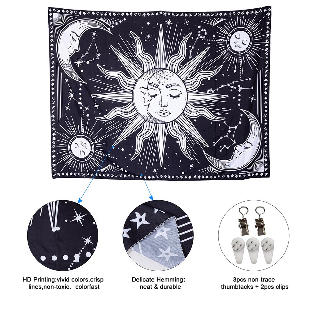 Sun Moon Pattern Background Cloth Wall Tapestry Home Decoration Beach Towels