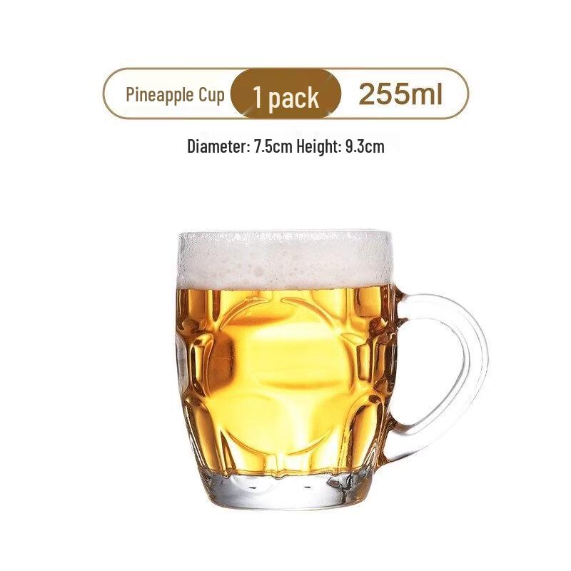 ZISIZ 500ml Handmade Glass Beer Mug with Pineapple Handle