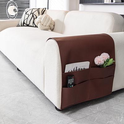 New Sofa Armrest Towel Dustproof Solid Color Simple Versatile Sofa Cover Anti Slip Side Pocket Storage Snacks Remote Control
